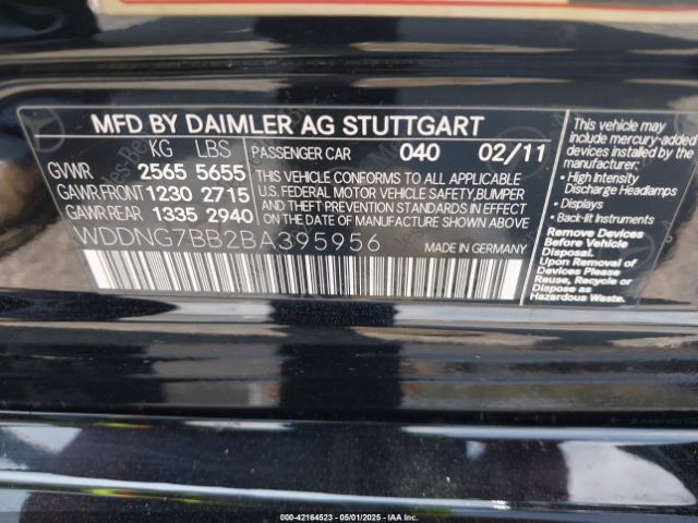 2011 MERCEDES-BENZ S 550 WDDNG7BB2BA395956 Photo 8