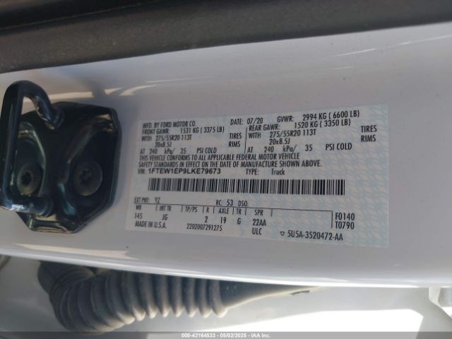 1FTEW1EP9LKE79673 Ford F-150 Xl