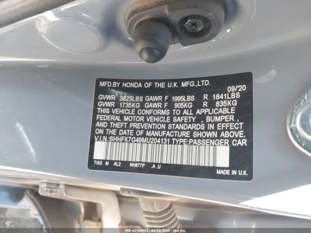 SHHFK7G49MU204131 Honda Civic Sport