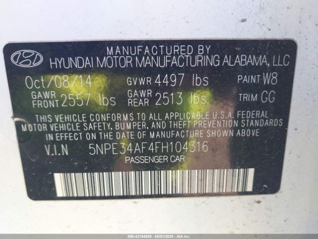5NPE34AF4FH104316 Hyundai Sonata Sport
