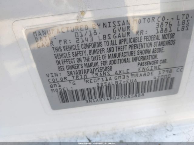 3N1AB7AP0JY255888 Nissan SENTRA S