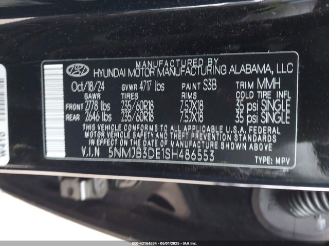 5NMJB3DE1SH486553 Hyundai gdi theta iii