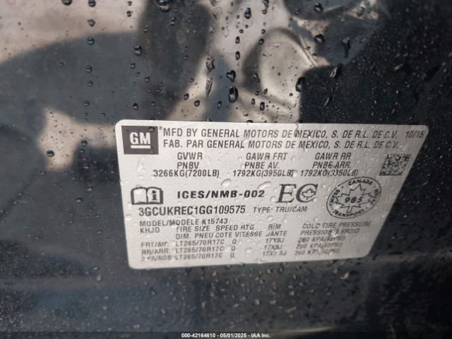 3GCUKREC1GG109575 Chevrolet Silverado 1500 1lt/2lt