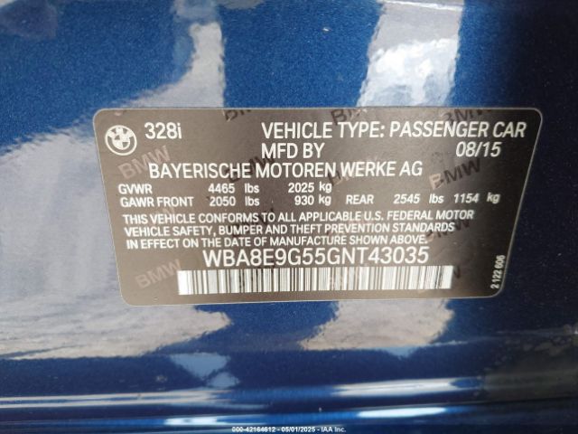 WBA8E9G55GNT43035 BMW 328I