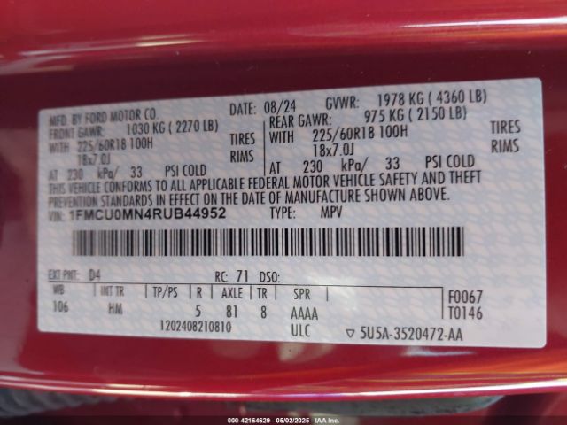2024 FORD ESCAPE 1FMCU0MN4RUB44952 Photo 8