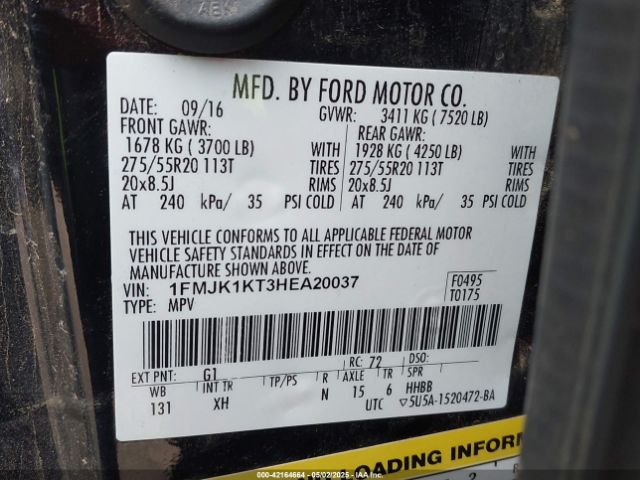 1FMJK1KT3HEA20037 Ford Expedition El Limited