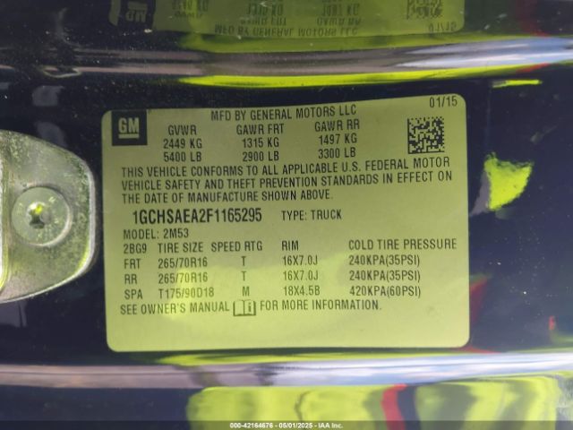 1GCHSAEA2F1165295 Chevrolet Colorado Wt