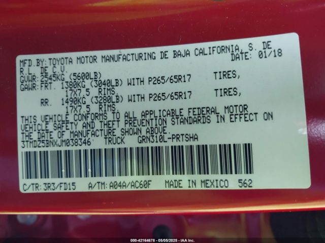 3TMDZ5BNXJM038346 Toyota Tacoma Trd Sport