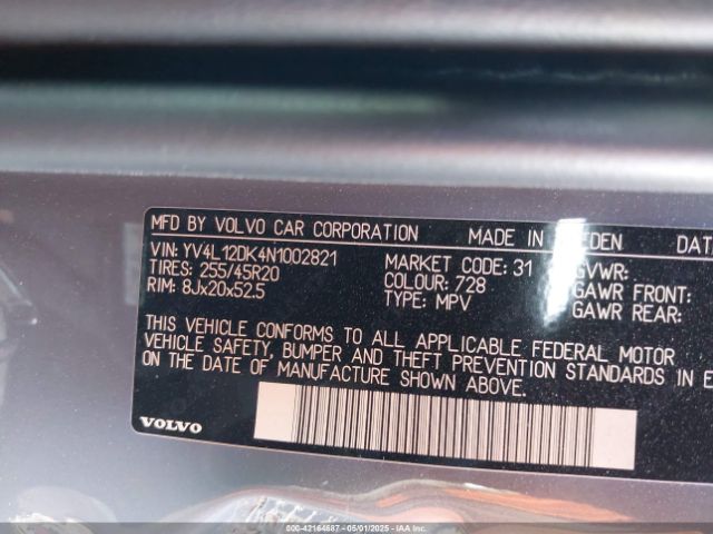 YV4L12DK4N1002821 Volvo Xc60 B5 Momentum