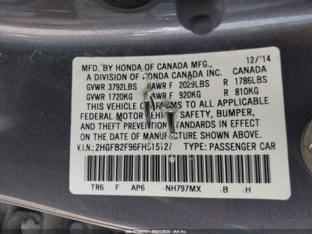 2HGFB2F96FH515127 Honda Civic Ex-l