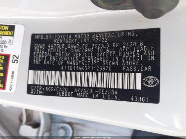 4T1G11AK5PU126970 Toyota CAMRY SE