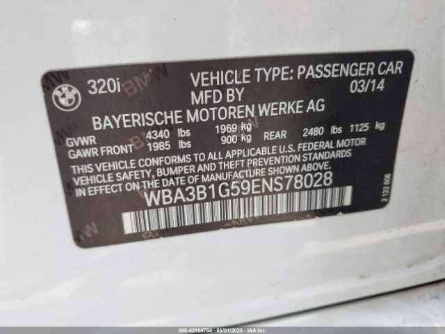 2014 BMW 320I WBA3B1G59ENS78028 Photo 8