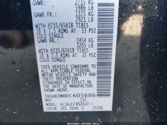 5N1AR2MN6FC605686 Nissan Pathfinder Sv