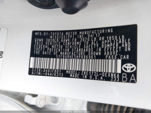 5YFBURHE5HP686961 Toyota COROLLA LE