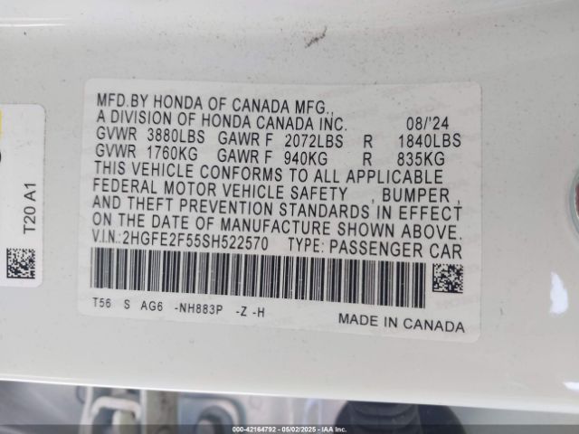 2HGFE2F55SH522570 Honda k20c9