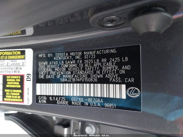58AJZ1B14PU150836 Lexus 2gr-fks