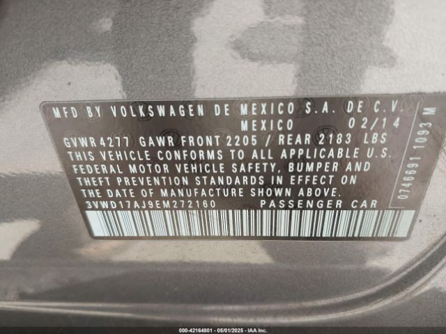 3VWD17AJ9EM272160 Volkswagen Jetta 1.8t Se