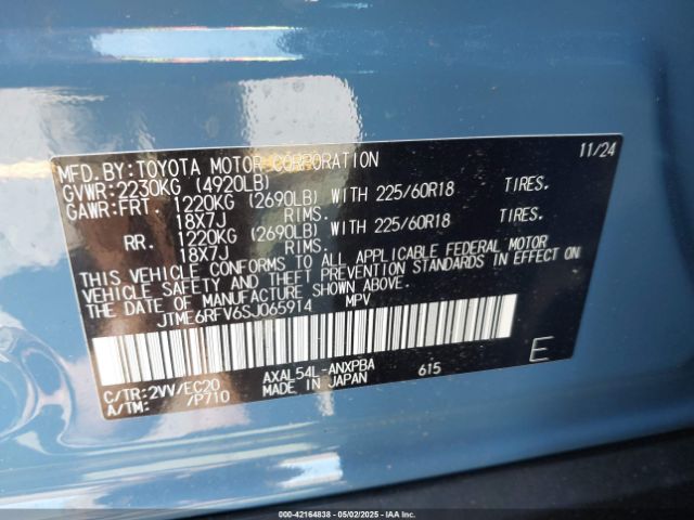 JTME6RFV6SJ065914 Toyota Rav4 Hybrid Xse