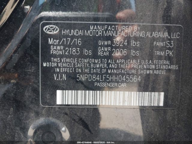 5NPD84LF5HH045564 Hyundai Elantra Limited