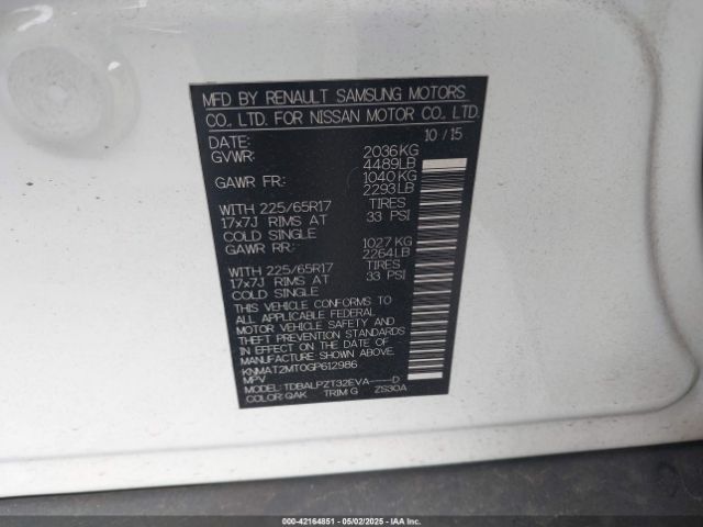 KNMAT2MT0GP612986 Nissan ROGUE S
