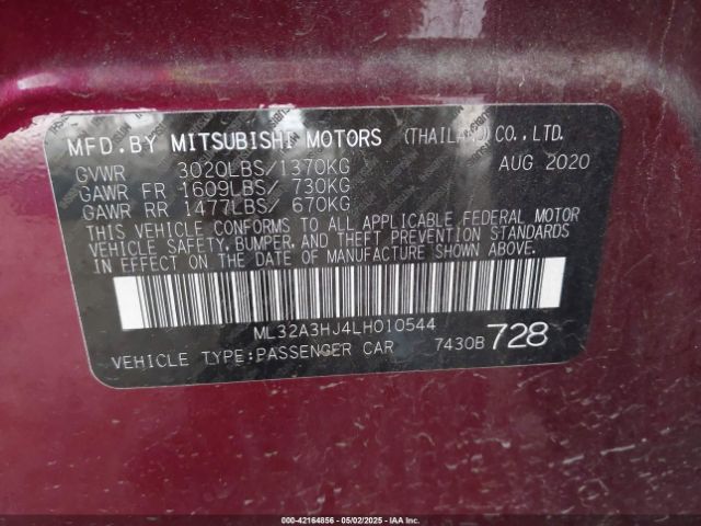 2020 MITSUBISHI MIRAGE ML32A3HJ4LH010544 Photo 8