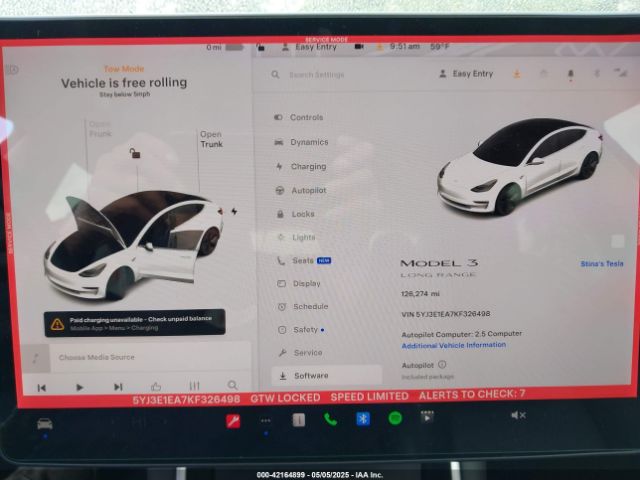 5YJ3E1EA7KF326498 Tesla Model 3 Long Range/mid Range/standard Range/standard Range Plus
