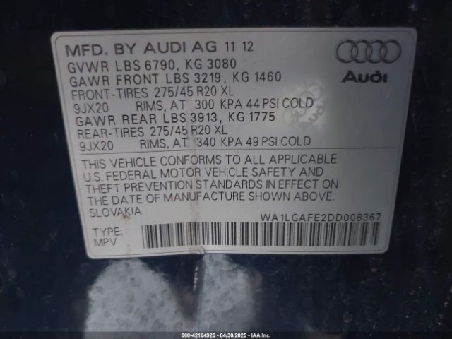 2013 AUDI Q7 WA1LGAFE2DD008367 Photo 8