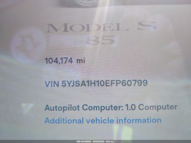 5YJSA1H10EFP60799 Tesla Model S P85