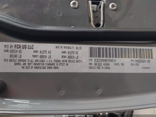 Chrysler 2019 2019 2C3CCAAG9KH704514 Image 9