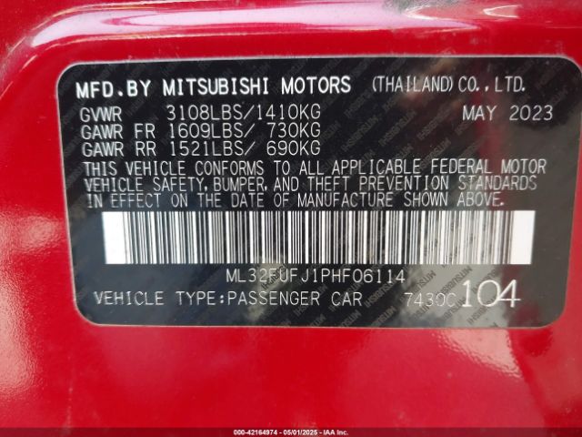 2023 MITSUBISHI MIRAGE G4 ML32FUFJ1PHF06114 Photo 8