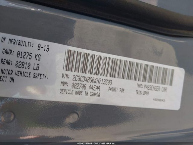 2C3CDXBG0KH713603 Dodge Charger Sxt Rwd