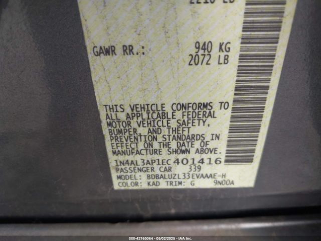1N4AL3AP1EC401416 Nissan Altima 2.5 Sv