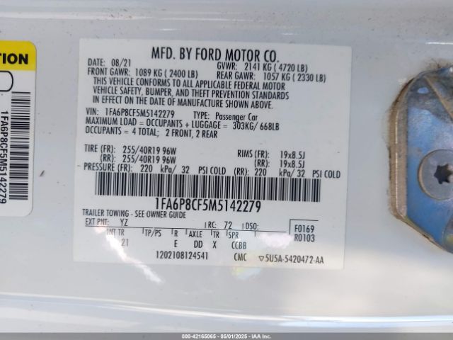 2021 FORD MUSTANG 1FA6P8CF5M5142279 Photo 8