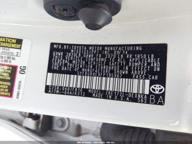 Toyota 2zr-fe 2015 5YFBURHE9FP195967 Image 9