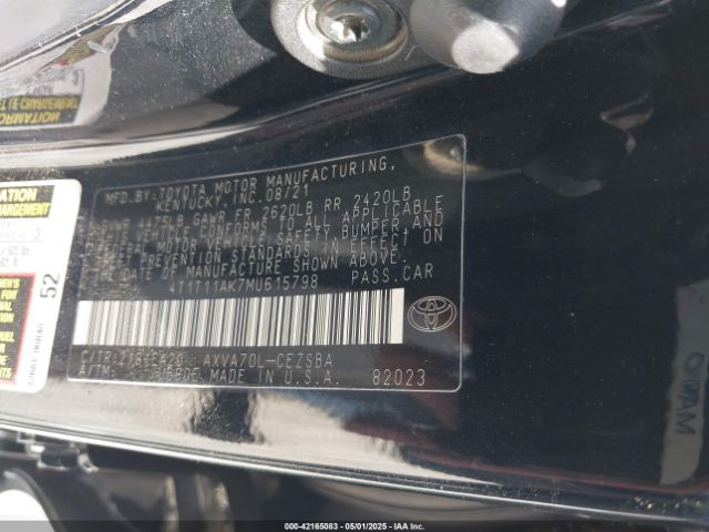 2021 TOYOTA CAMRY 4T1T11AK7MU615798 Photo 8