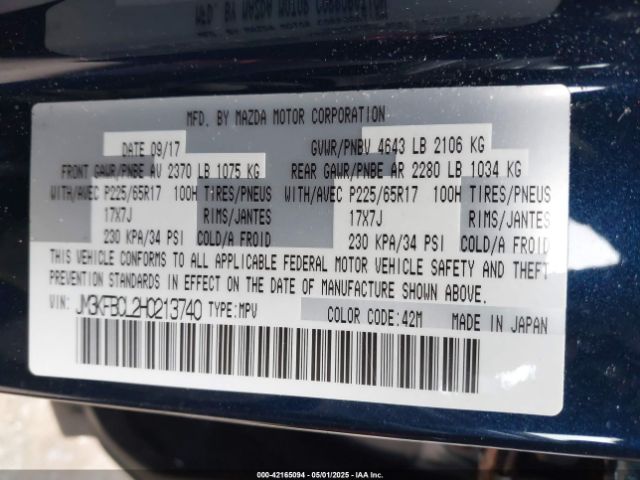 JM3KFBCL2H0213740 Mazda Cx-5 Touring