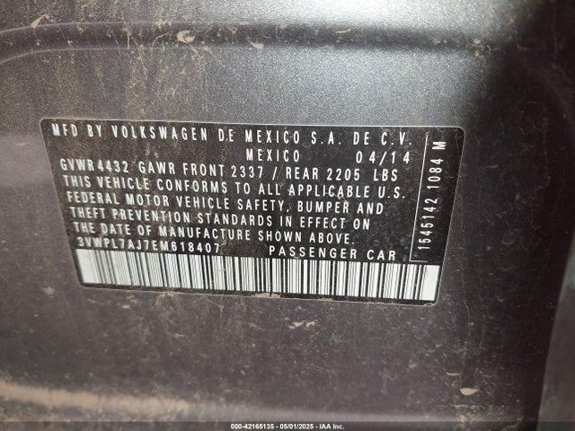3VWPL7AJ7EM618407 Volkswagen 2014