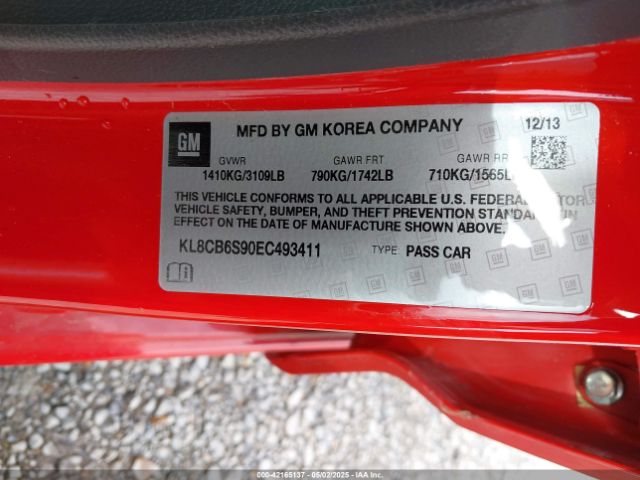 KL8CB6S90EC493411 Chevrolet Spark Ls Auto