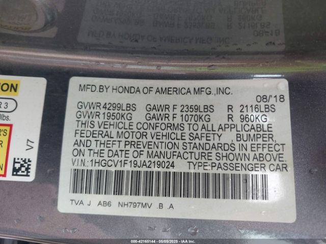 1HGCV1F19JA219024 Honda ACCORD LX