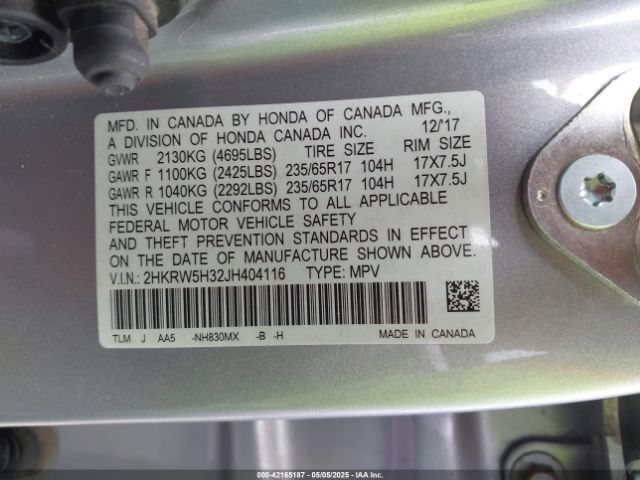 2018 HONDA CR-V 2HKRW5H32JH404116 Photo 8