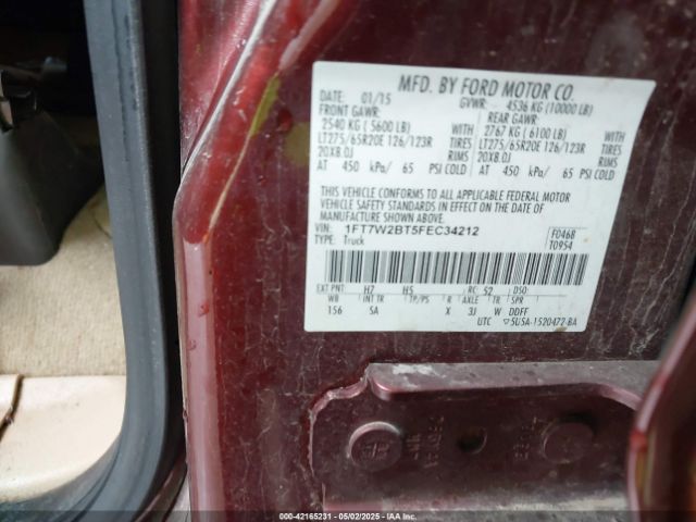 1FT7W2BT5FEC34212 Ford F-250 Lariat