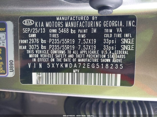 5XYKWDA72EG518235 KIA Sorento Sx V6