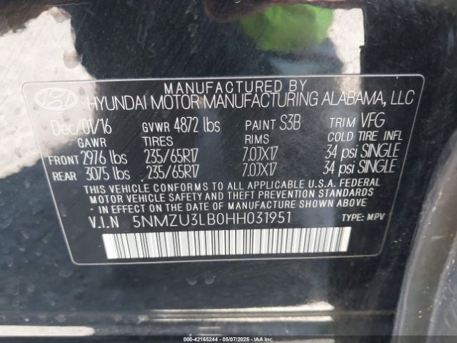 5NMZU3LB0HH031951 Hyundai gdi theta ii
