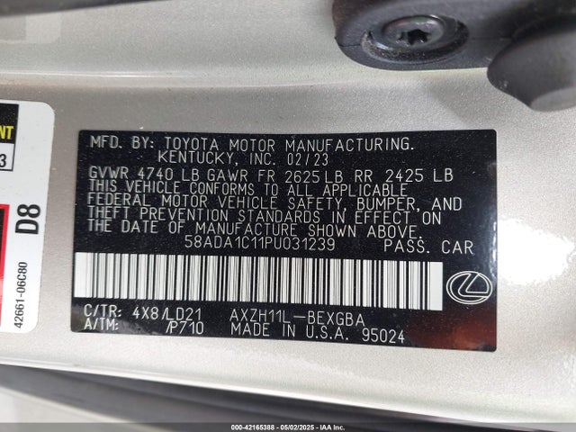 Lexus a25a-fxs, 3nm 2023 58ADA1C11PU031239 Image 9