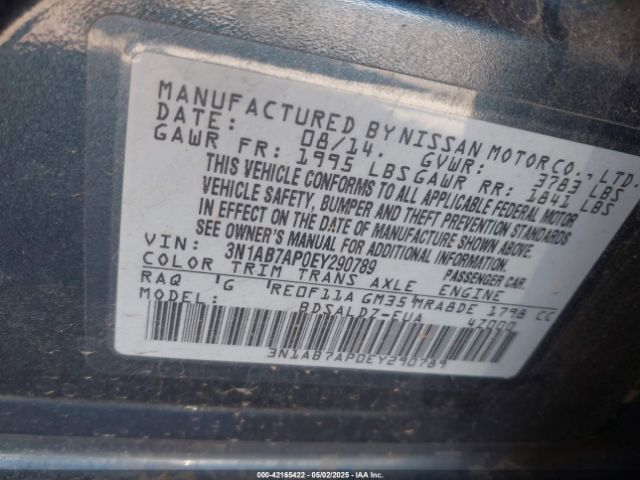 3N1AB7AP0EY290789 Nissan SENTRA SV