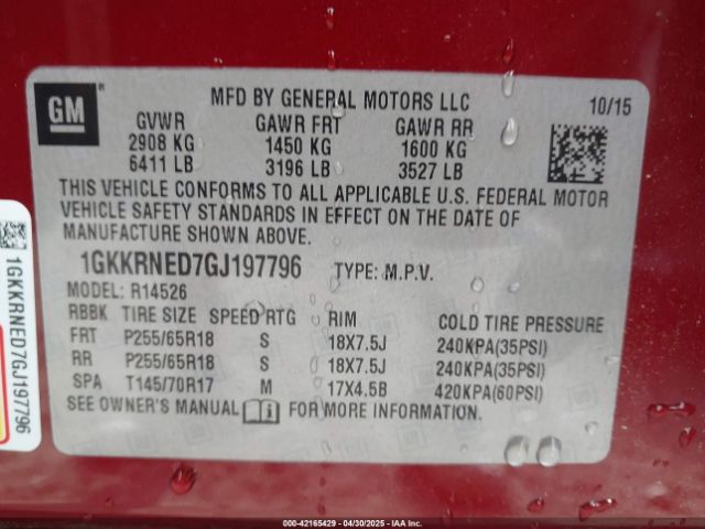 1GKKRNED7GJ197796 GMC Acadia Sle-1