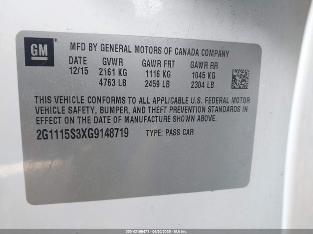 2G1115S3XG9148719 Chevrolet Impala 2lt