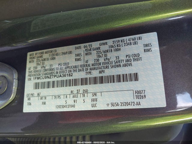 1FMCU9NZ7PUA36182 Ford Escape St-line Select