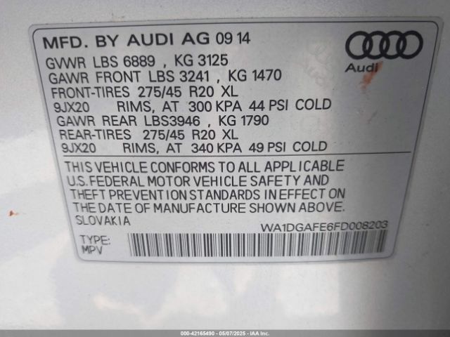 WA1DGAFE6FD008203 Audi Q7 3.0t S Line Prestige