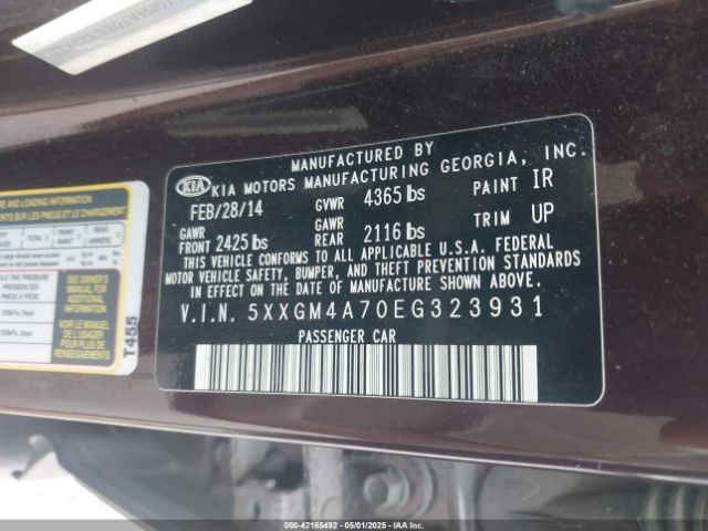 5XXGM4A70EG323931 KIA Optima Lx
